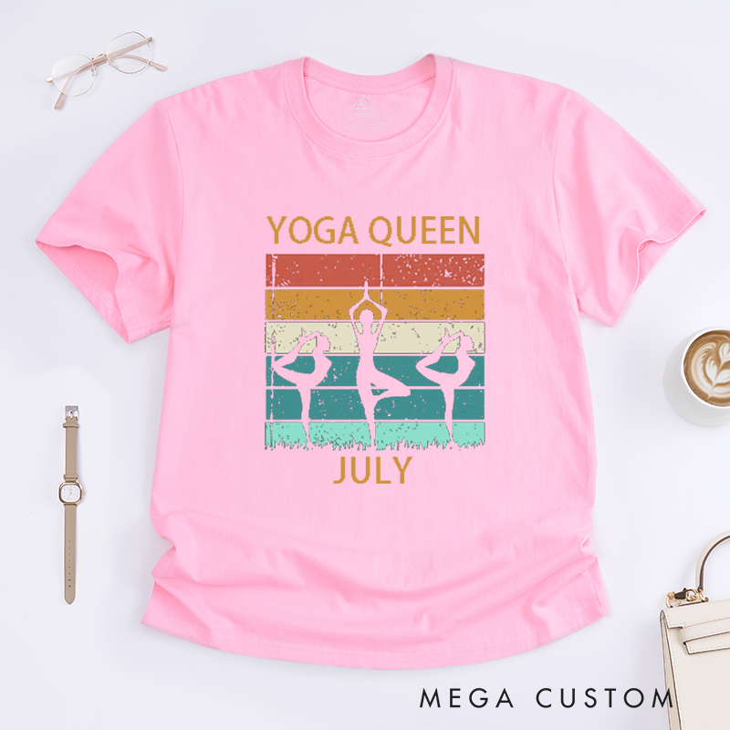 Personalized Yoga Queen Retro T-Shirt Yoga Poses T-Shirt Yoga Fashion T-Shirt Yoga Lover T-Shirt for Gift