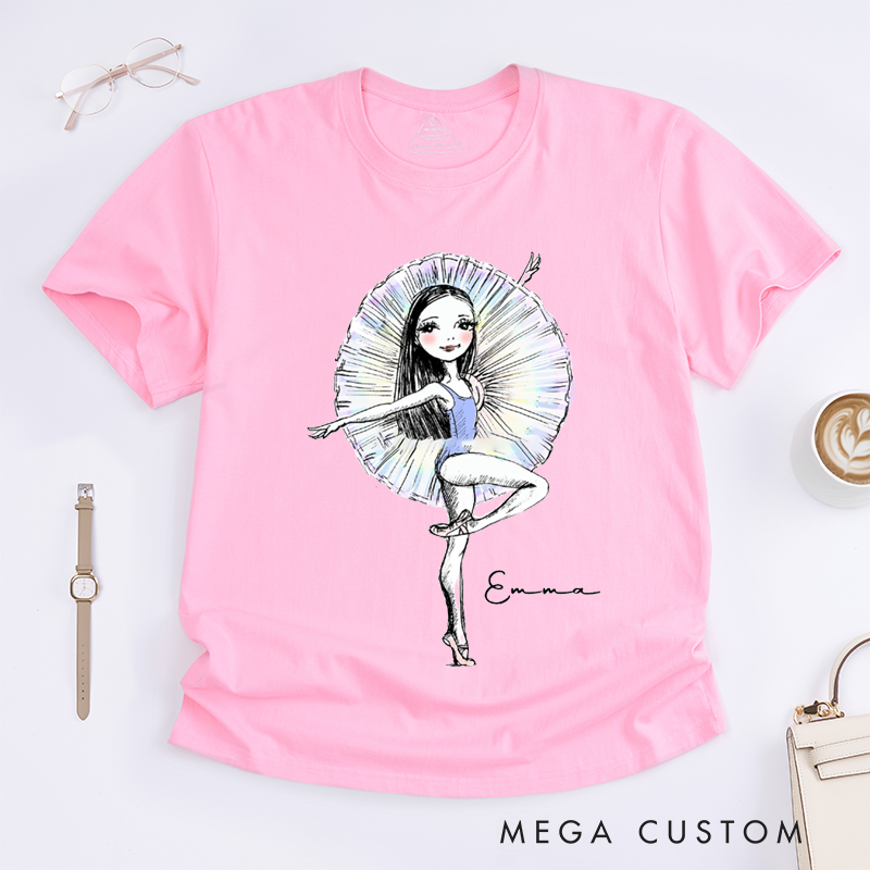 Personalized Ballet Classic T-Shirts for Dance Lovers Custom Name Gift for Ballerina Adults Unique Ballet Dance Apparel Present