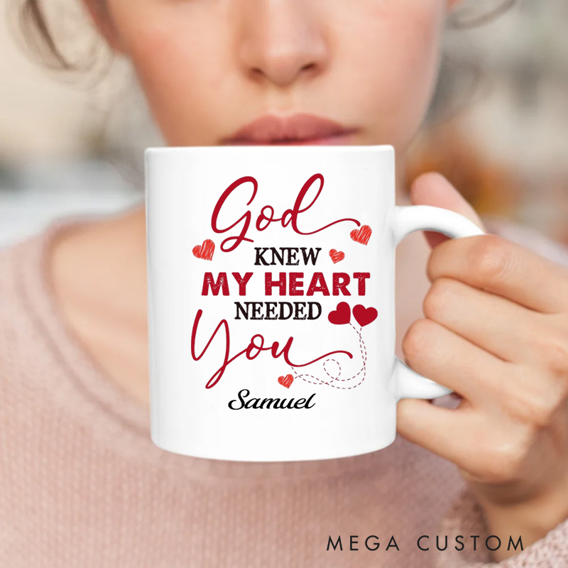 Personalized God Knew My Heart Needed You Ceramic Mug with Name Birthday Gift for Christian Positive Affirmation Religious Gift for Christian