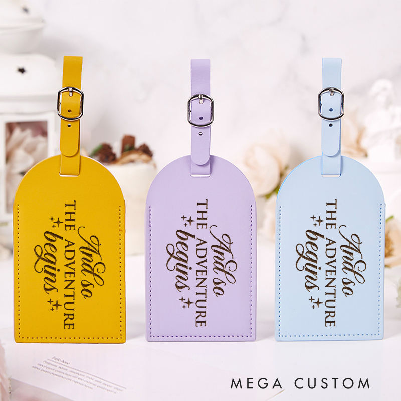 Personalized Adventure Begins Leather Luggage Tag for Traveling Lovers Custom Travel Gift Vacation Gift