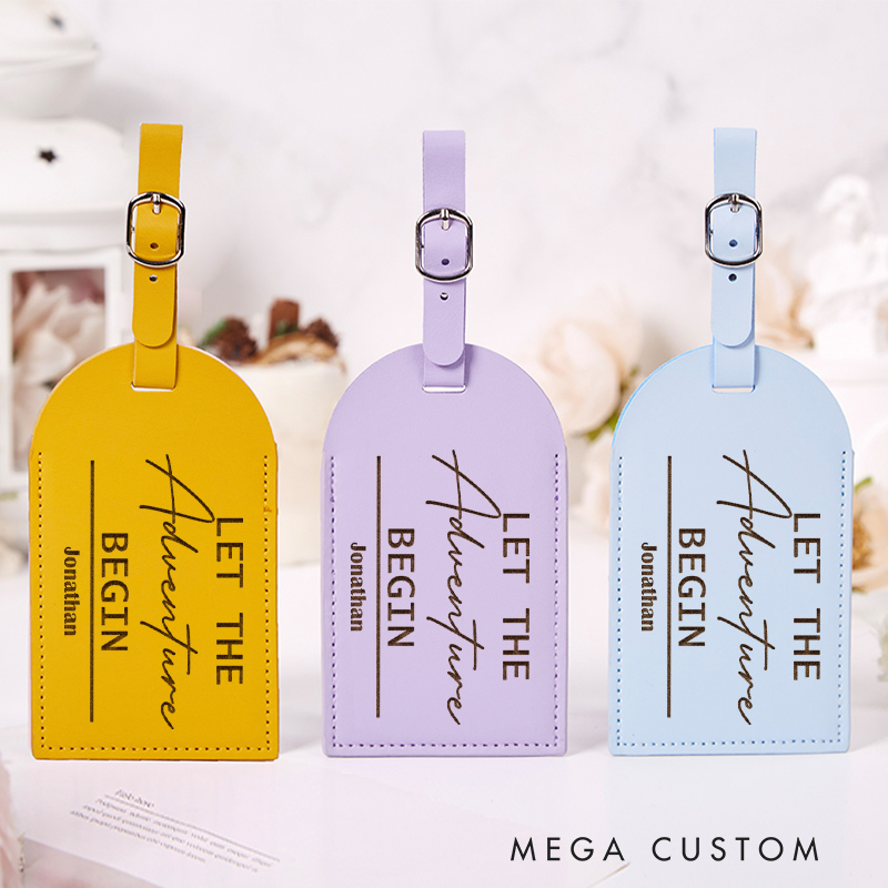 Personalized Let the Adventure Begin Leather Luggage Tags Traveling Lovers Luggage Tag Vacation Gift
