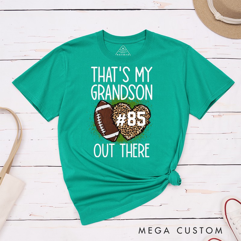 Personalized Leopard Print American Football and Rugby T-Shirts for Grandma T-Shirts with Custom Number