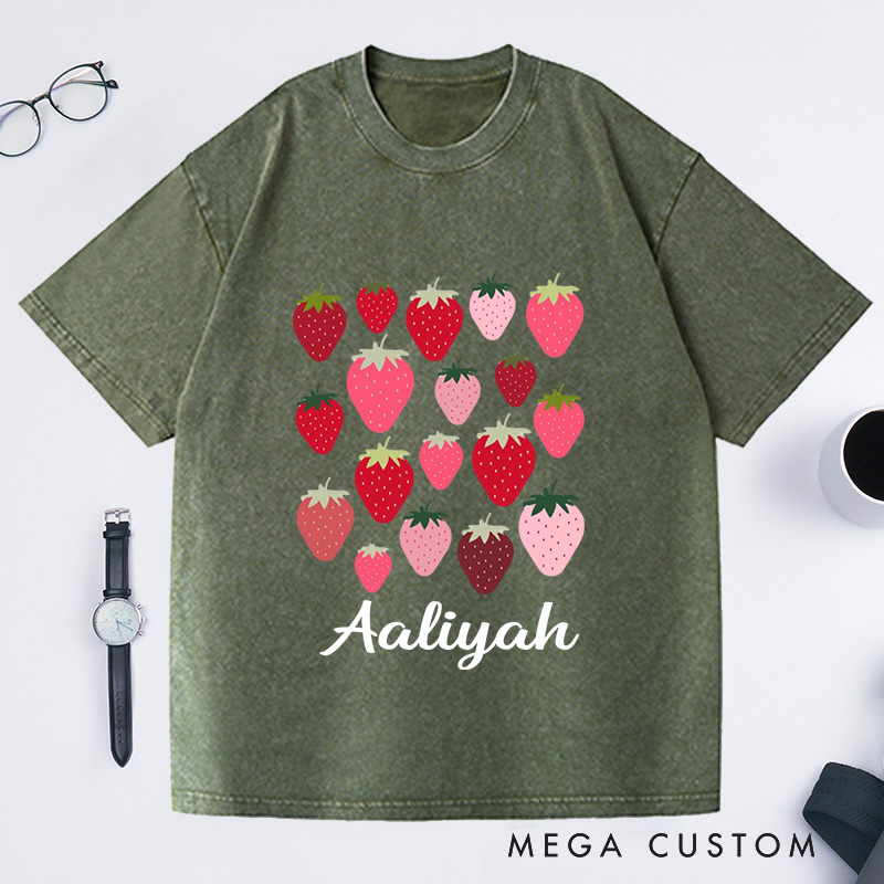 Personalized Strawberries Washed T-Shirts Aesthetic Shirt Strawberry Birthday Shirt Fruit Shirt Strawberry Shirt Plant Shirt Gardening Shirt Plant Lover