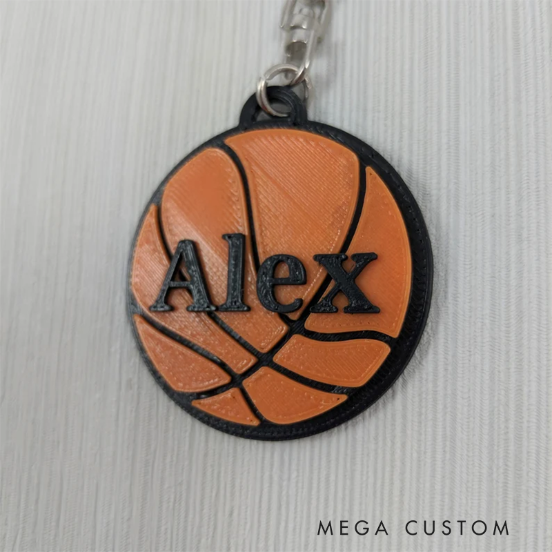 Personalized Basketball Keychain with Custom Name and Bold Design Perfect for Players and Sports Fans