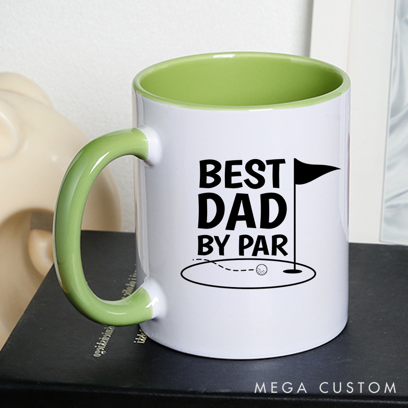 Personalized Golf Mug with Customizable Title Thoughtful Gift for Golf Enthusiasts Durable Ceramic Mug with Two Tone Handle and Stylish Golf Design