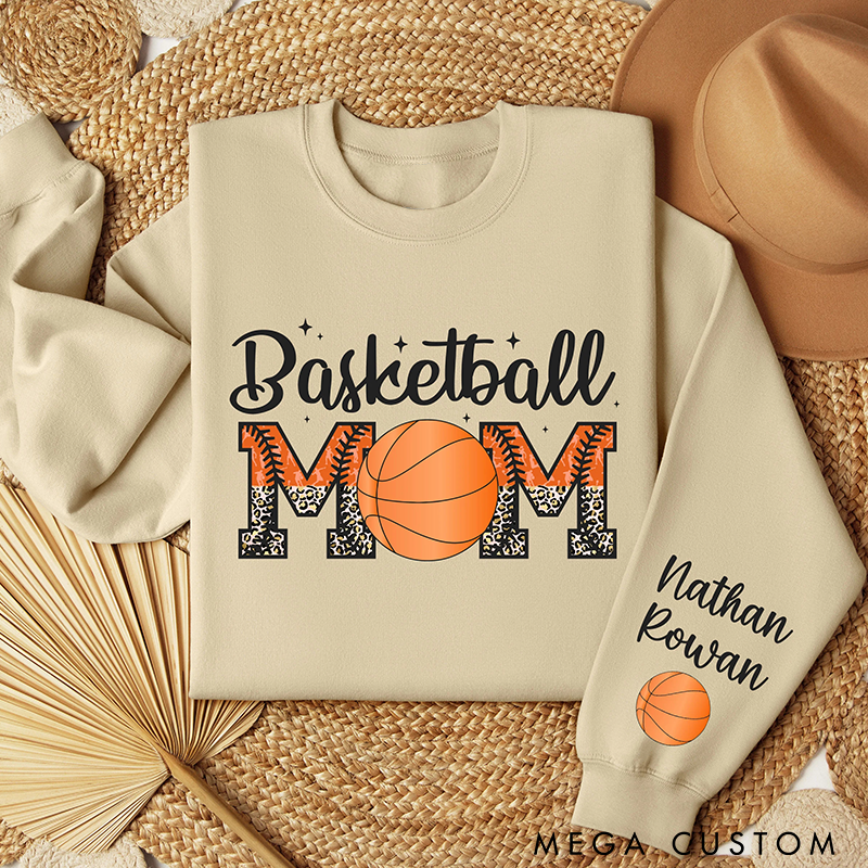 Personalized "Basketball Mom" Sweatshirt with Custom Name and Stylish Design
