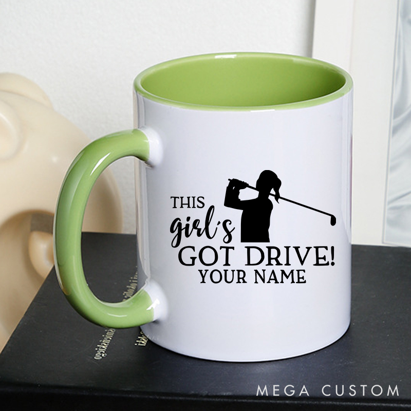 Personalized Golf Mug with Custom Name This Girl’s Got Drive Inspirational Golf Design for Women Golf Enthusiasts