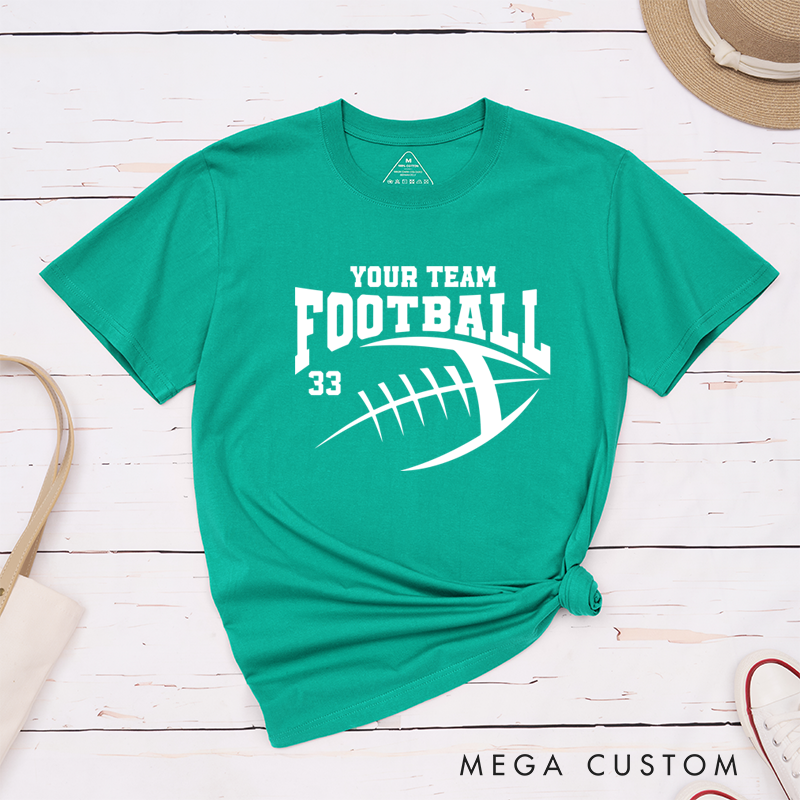 Personalized American Football T-Shirts with Custom Mascot Team Name and Number