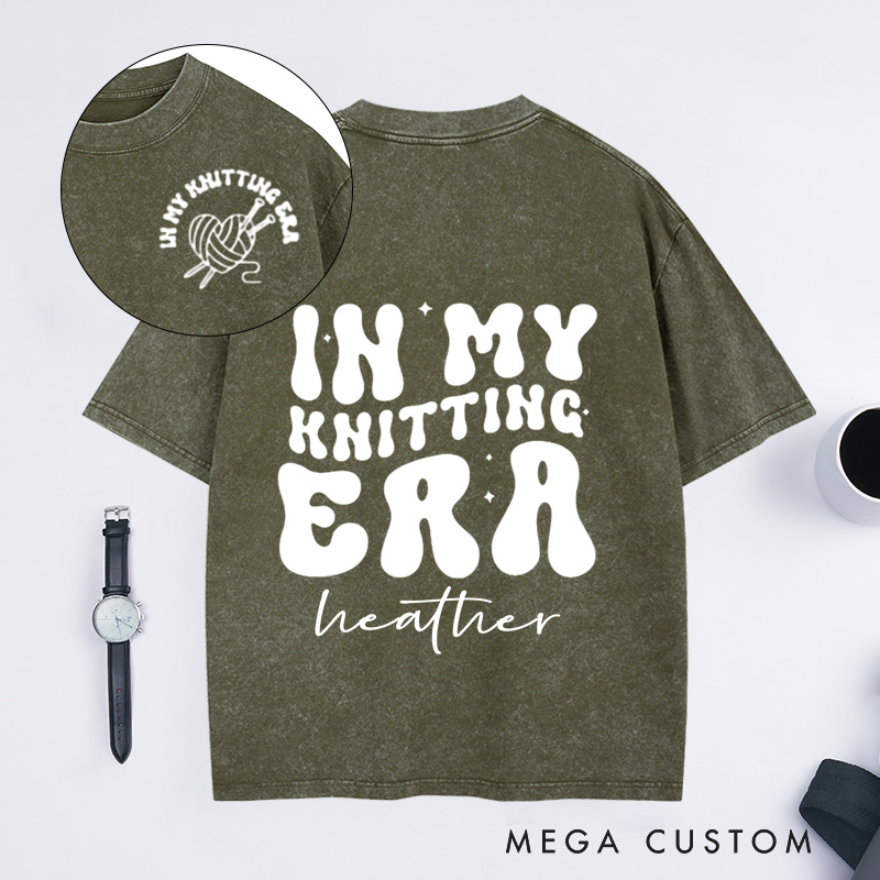 Personalized In My Knitting Era Washed T-Shirts Knitting Shirt Cute Knitting T-Shirt Knitting Gift Love to Knit Knitting Lover Shirt Knitter Tee