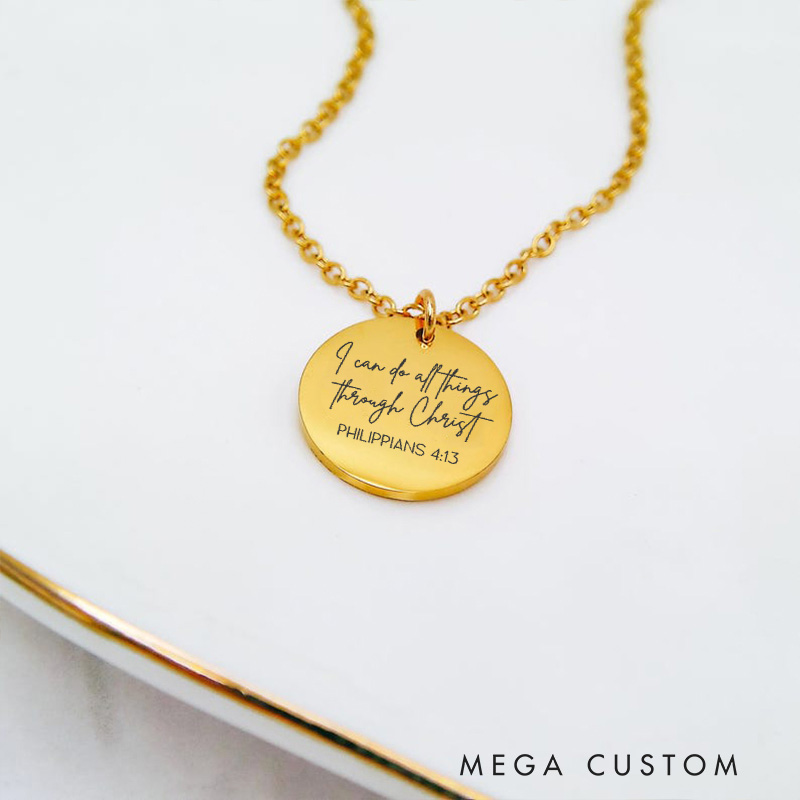 Personalized Scripture Necklace Faith Necklace Engraved Dainty Necklace Christian Jewelry Religious Gift Christian Gift for Her
