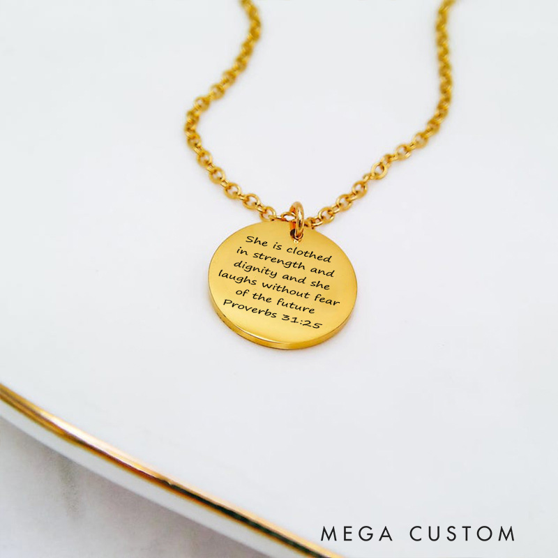 Personalized Quote Necklace Faith Necklace Engraved Scripture Verse Necklace Christian Jewelry Religious Gift Christian Gift for Her