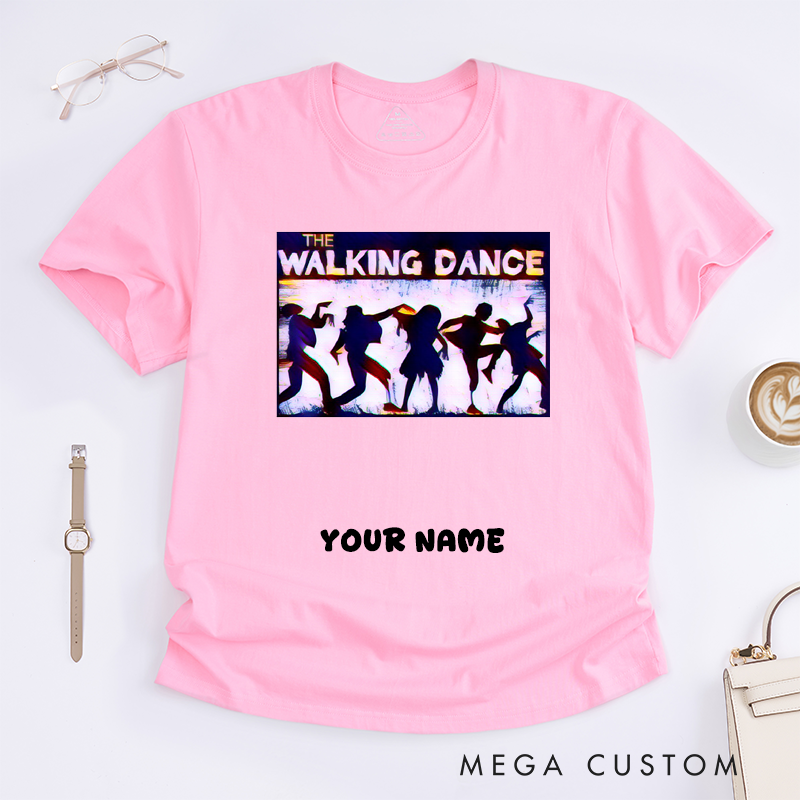 Personalized Walking Dance Silhouette T-Shirts Unisex Fun Gift for Dancers Custom Name Artistic Tee Present For Dance Lovers