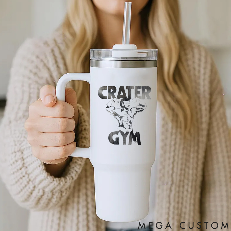 Personalized Handle Tumbler with Flexing Bodybuilder Graphic for Gym Lover Fitness Durable Hot or Cold Drinks