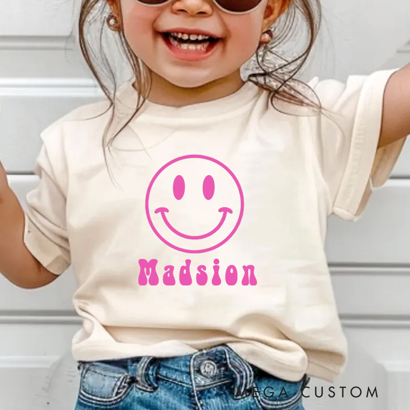 Personalized Youth Neon Happy Face Kids T-Shirt Kids Gift