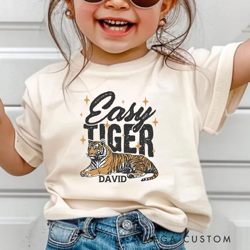 Personalized Retro Easy Tiger Kids T-Shirt Kids Funny Animal Tee