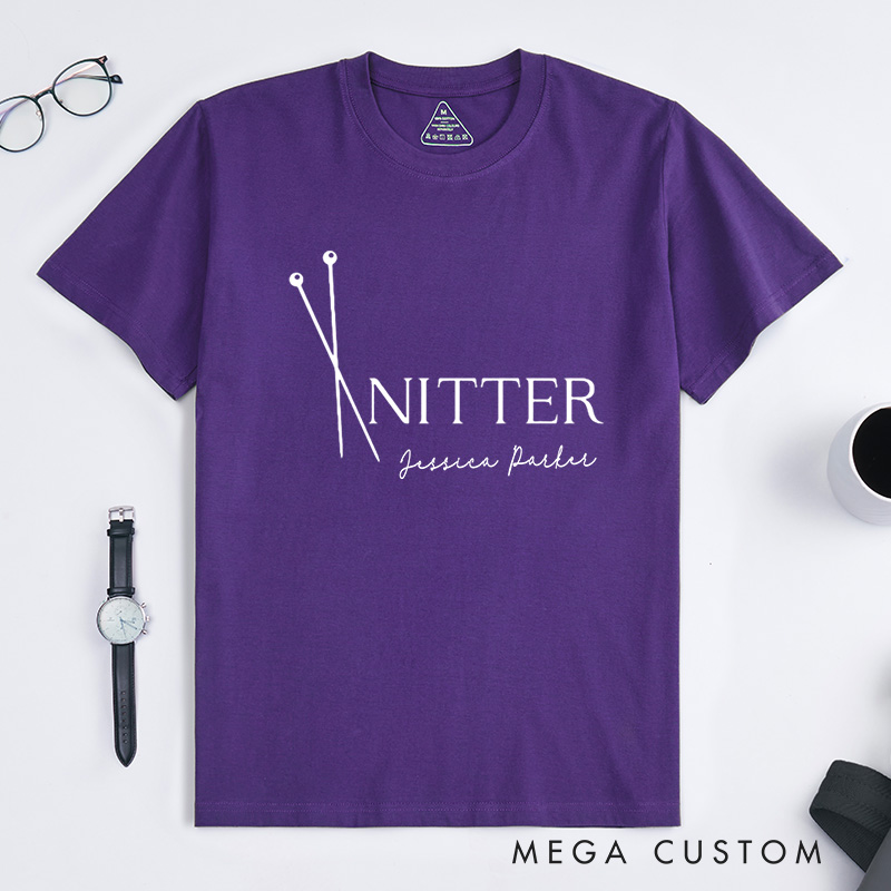 Personalized Knitter Needles Classic T-Shirts Knitting Shirt Knit T-Shirt Yarn Lover Graphic Tee