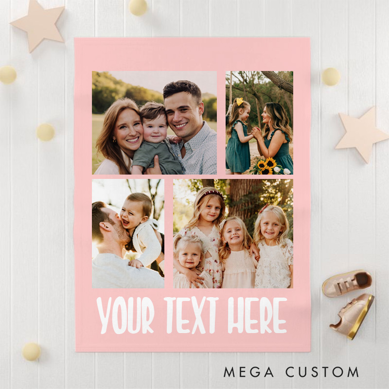 Personalized Blanket with Photos Collage Photo Blanket Mom Blanket with Photo and Text Gift for Mom