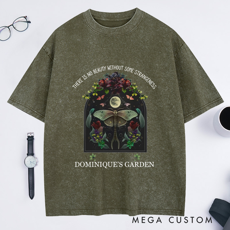 Personalized There is No Beauty without Some Strangeness Washed T-Shirts Dark Academia Bookish Gift Night Garden Literary Quote Shirt Bookish Tee
