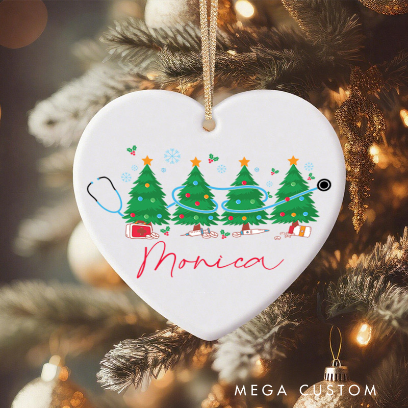 Personalized Nurse Christmas Ornament Festive Tree and Medical Design Christmas Ornament New Nurse Gift Funny Nursing Gifts
