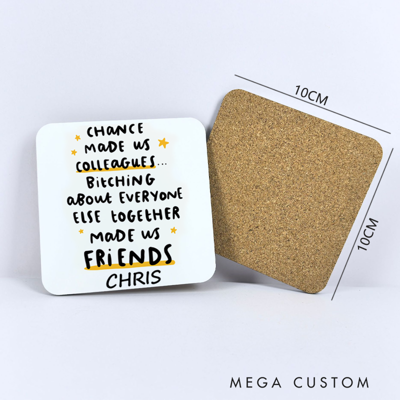 Personalized Coasters for Office Worker Chance Made Us Colleagues Appreciation Gift for Coworkers