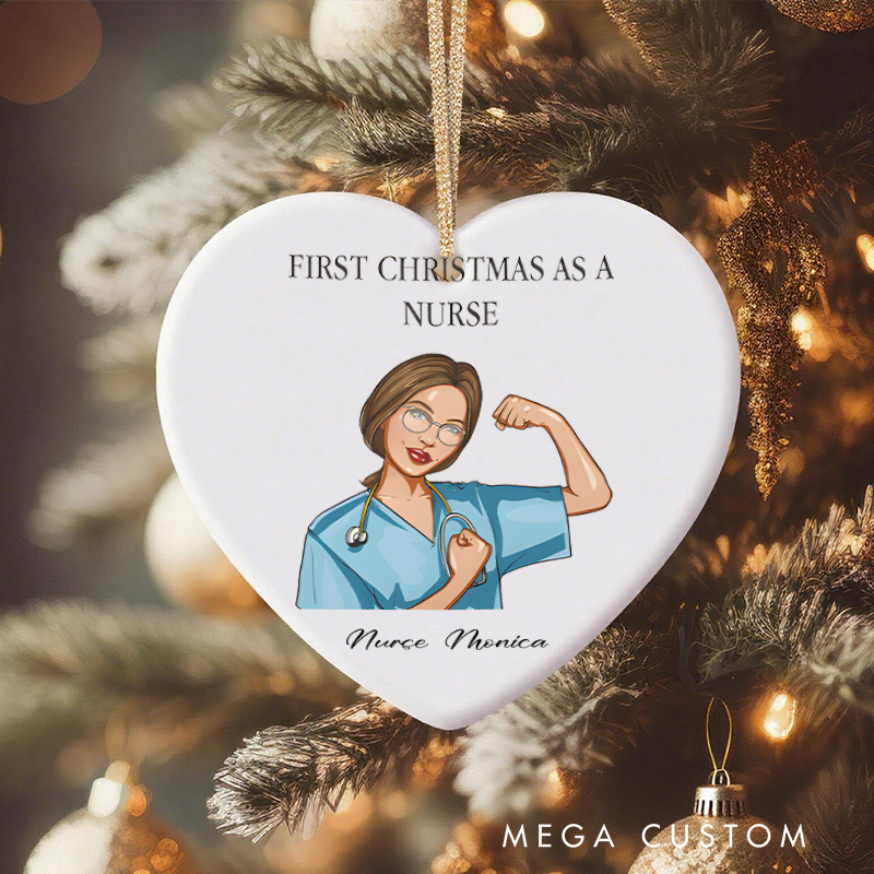 Personalized Nurse Christmas Ornament First Christmas as a Nurse Design Christmas Ornament New Nurse Gift Funny Nursing Gifts