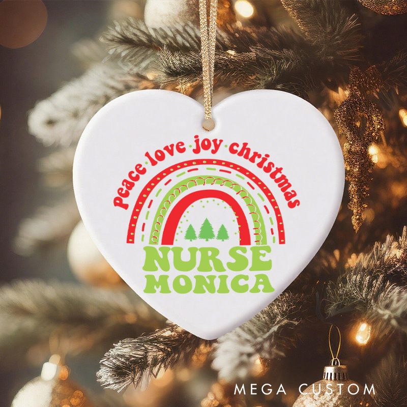 Personalized Nurse Christmas Ornament Peace Love Joy Nurse Design Christmas Ornament New Nurse Gift Funny Nursing Gifts