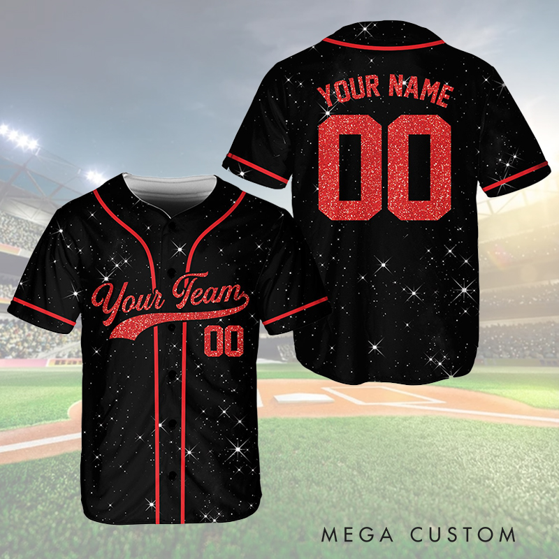 Personalized Glitter Baseball Jersey with Custom Team Name and Number  