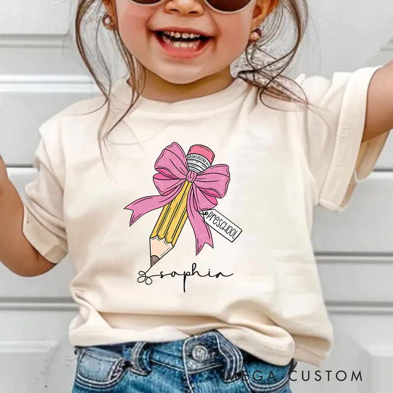 Personalized Girls Back to School Kids T-Shirt First Day of School Tee
