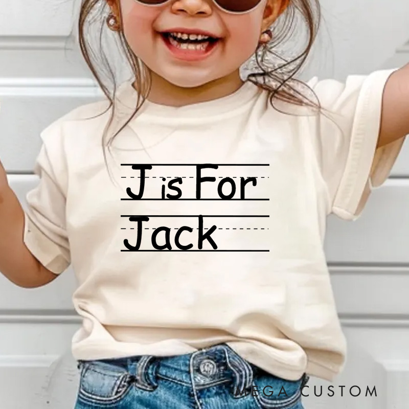 Personalized A is for Alphabet Name Shirt First Day of School Tee for Kids Toddler and Youth Back to School Outfit with Name