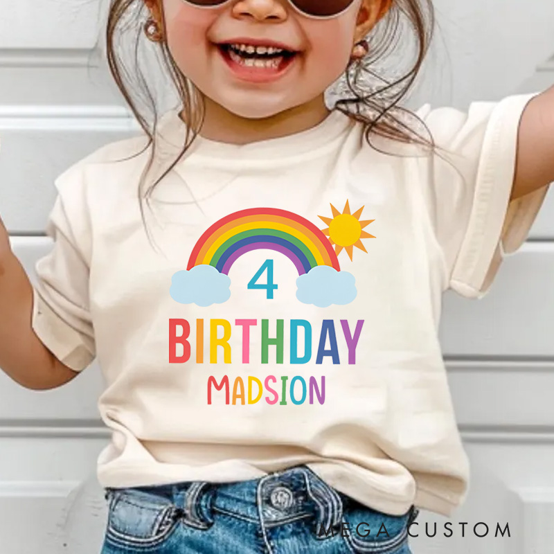 Personalized Modern Rainbow Sky Girls Birthday Party T-Shirt