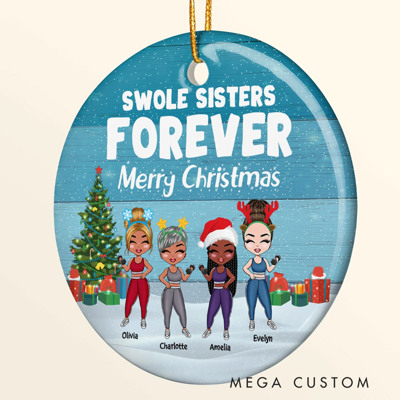 Personalized Christmas Ornament Gift with Swole Sister Forever for Fitness Enthusiasts Bodybuilders and Gym Lovers