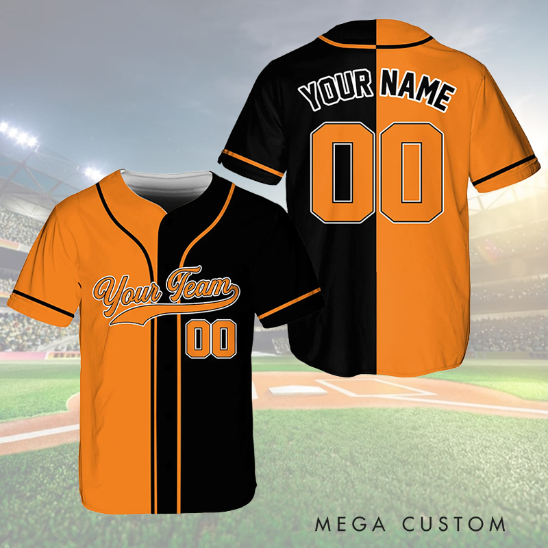 Personalized Two-Tone Baseball Jersey with Customizable Text and Number