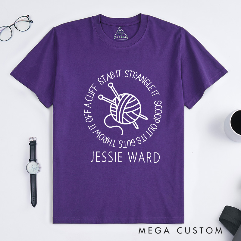 Personalized Funny Knitting Classic T-Shirts Knit Gift Knitter Gifts  for Knitting Lover Funny Knitter