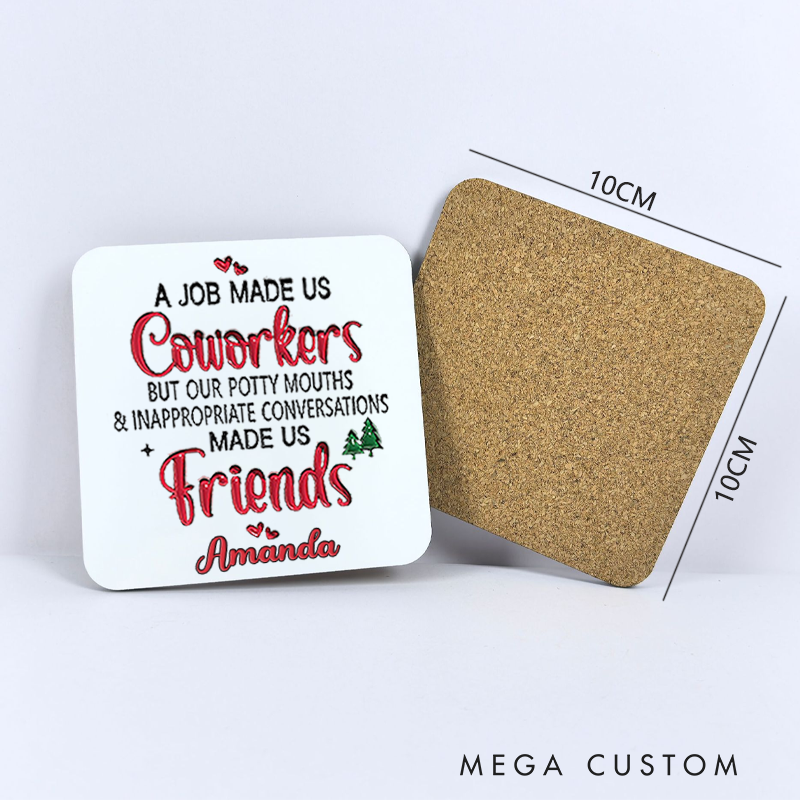 Personalized Coasters for Office Worker a Job Made Us Coworkers with Christmas Tree Appreciation Gift for Coworkers