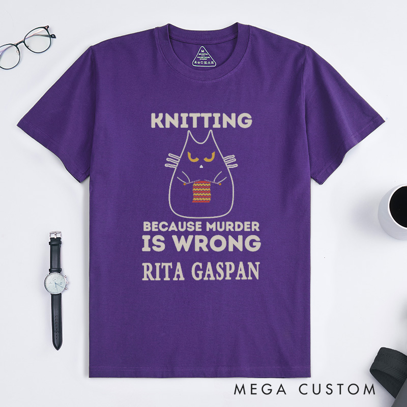 Personalized Funny Knitting Classic T-Shirts Knitter T-Shirt Custom Tee Knit Gift 