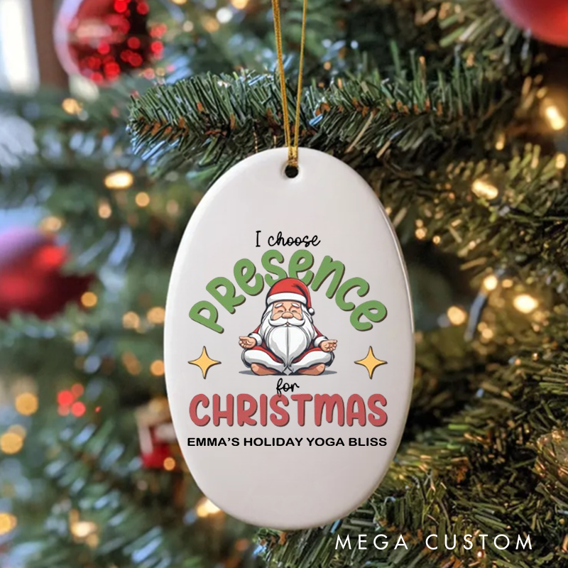 Personalized Christmas Ornament with Meditating Santa Design Christmas Ornament Gift for Yoga Lover