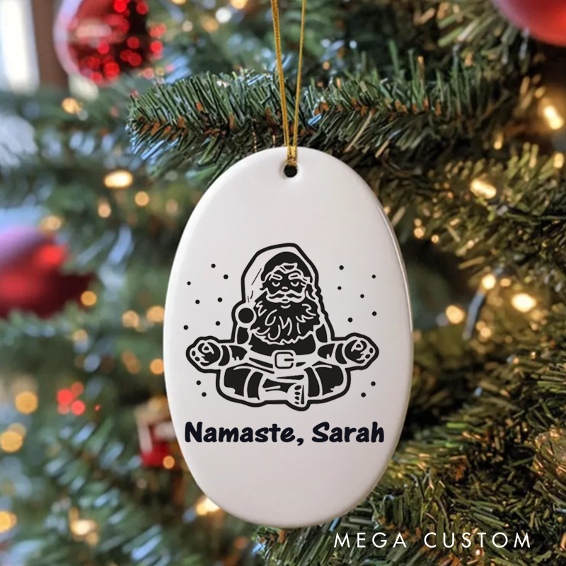 Personalized Christmas Ornament with Namaste Meditating Santa Design Christmas Ornament Gift for Yoga Lover