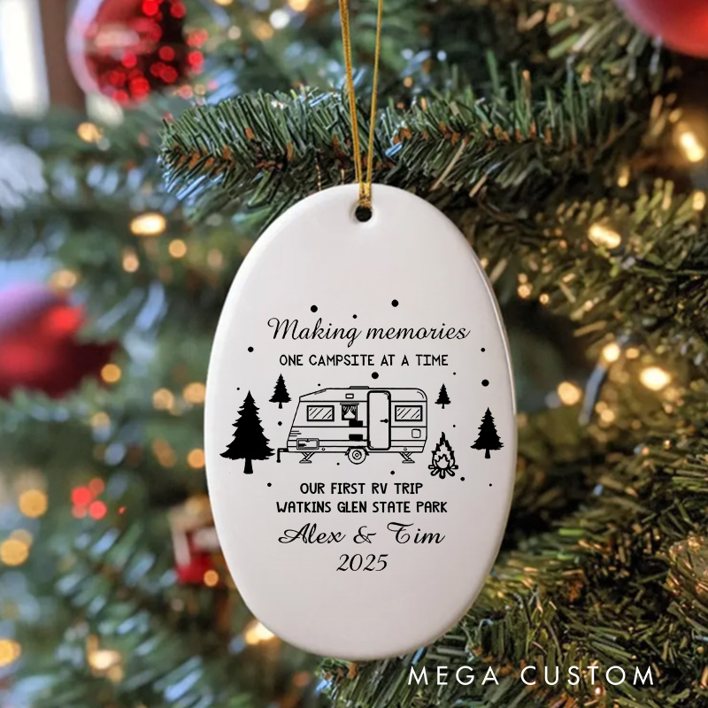 Personalized Making Memories One Campsite at a Time Christmas Ornament Outdoor Life Christmas Ornament Gift for Hiking Traveling