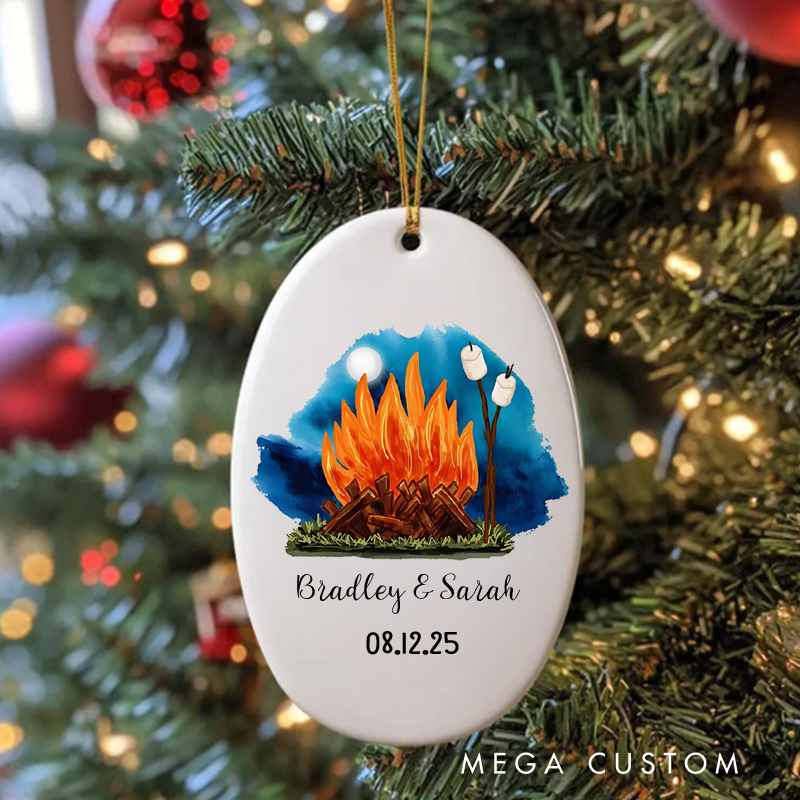 Personalized Cozy Campfire Night Christmas Ornament Outdoor Camping Life Christmas Ornament Gift for Hiking 