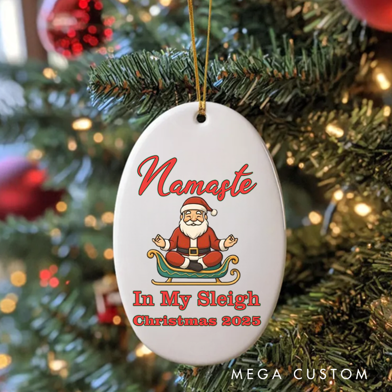 Personalized Christmas Ornament with Namaste in My Sleigh Design Christmas Ornament Gift for Yoga Lover