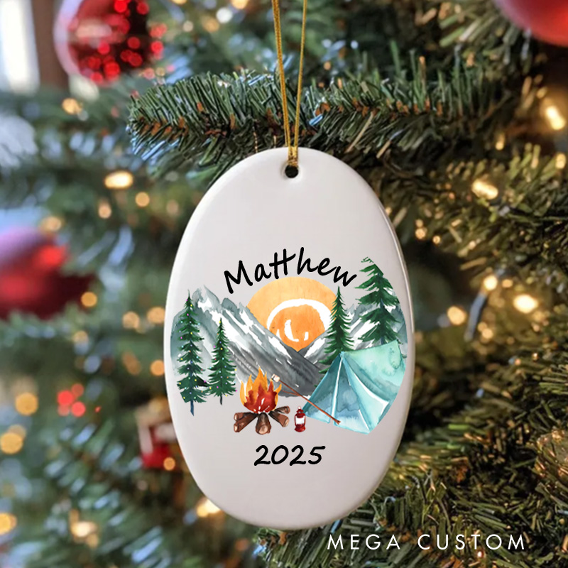 Personalized Camping Adventure Christmas Ornament Outdoor Enthusiasts Christmas Ornament Gift for Hiking Traveling