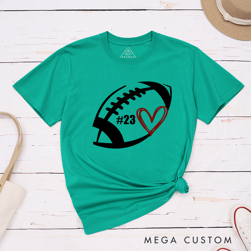 Personalized American Football and Rugby T-Shirts Featuring Custom Number on the Front