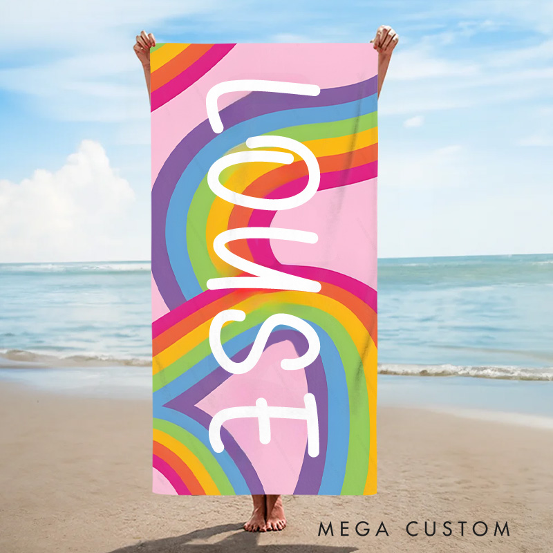 Personalized Kids Name Towel Gift for Kids Rainbow Kids Towel