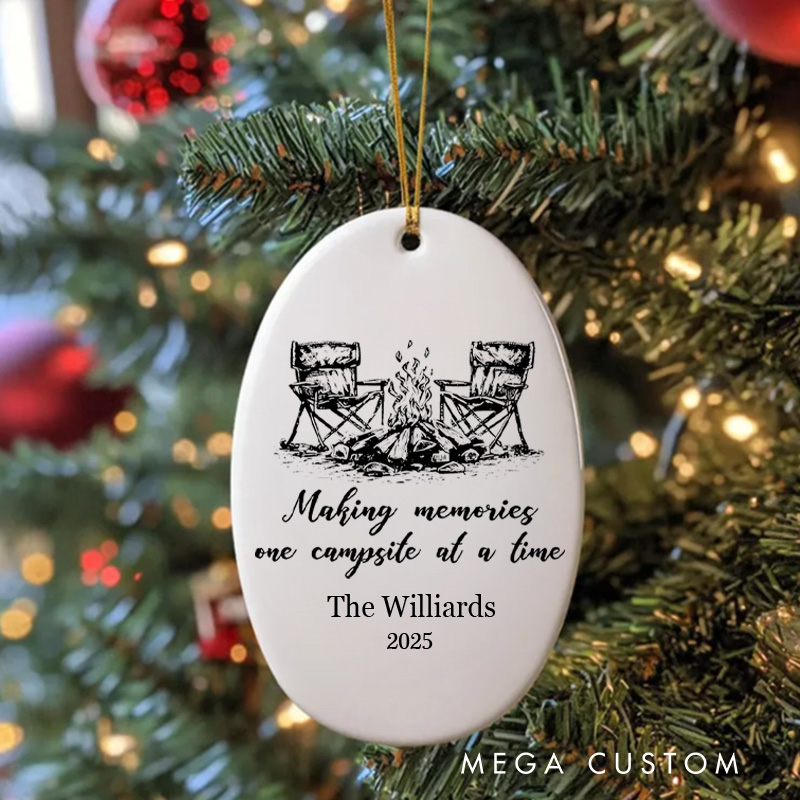 Personalized Outdoor Campfire Christmas Ornament Making Memories One Trail at a Time Christmas Ornament Gift for Hiking