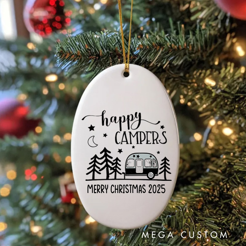 Personalized Happy Campers Christmas Ornament Nature Outdoors Lover Christmas Ornament Gift for Hiking