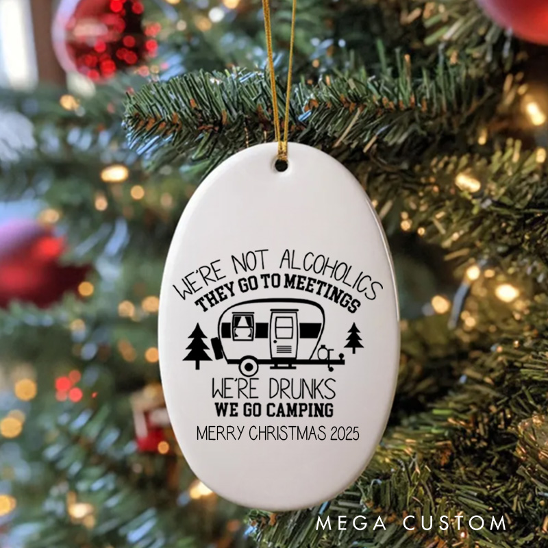Personalized Not Alcoholics Just Campers Christmas Ornament Outdoor Camping Lover Christmas Ornament Gift for Hiking