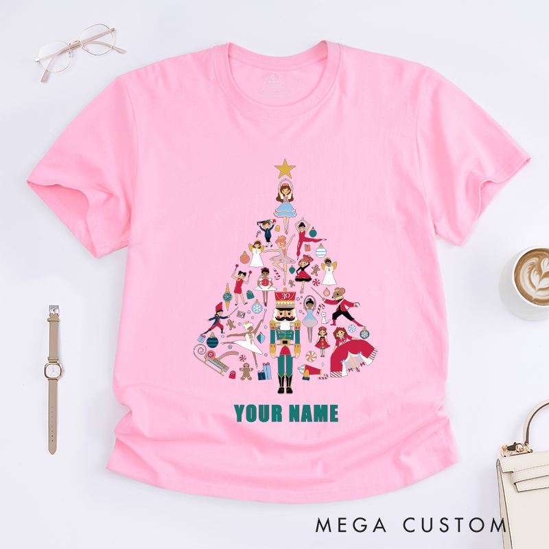 Personalized Ballet Tree T-Shirts Gift Cute Ballet Dancer Custom Name Dance Tee for Women Girls Unique Present Ballet Lover