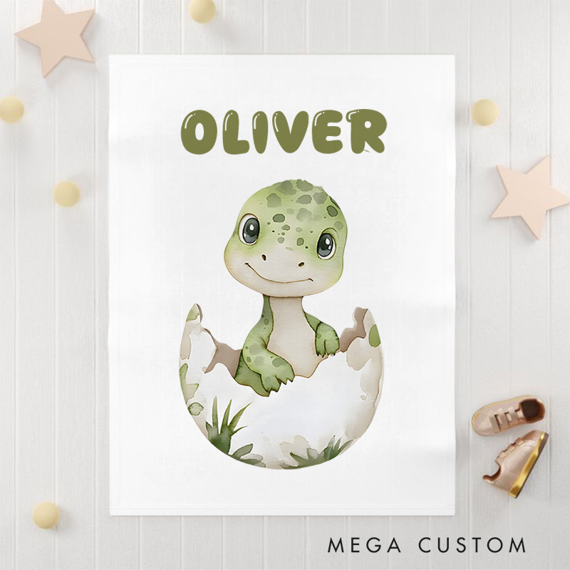 Personalized Cute Dinosaur Gender Neutral Baby Blanket Birthday Gift