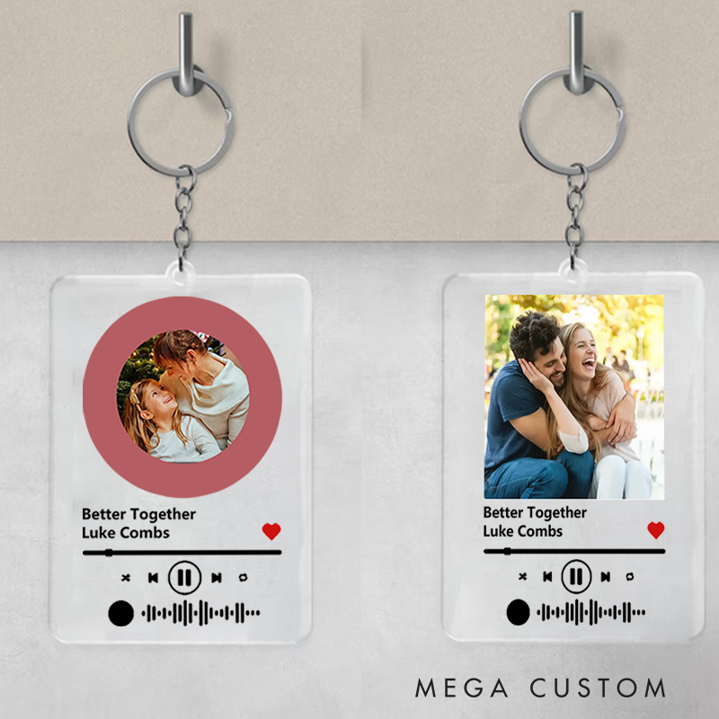 Personalized Photo Keychain and Custom Song Plaque Keychain and Music Acrylic Plaque