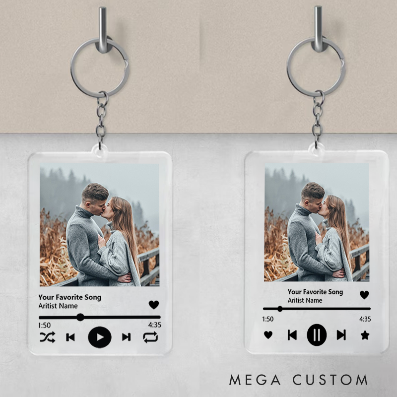 Personalized Keychain and Your Photo and Your Song and Uniquely Yours and Personalized Scannable Music Keychain
